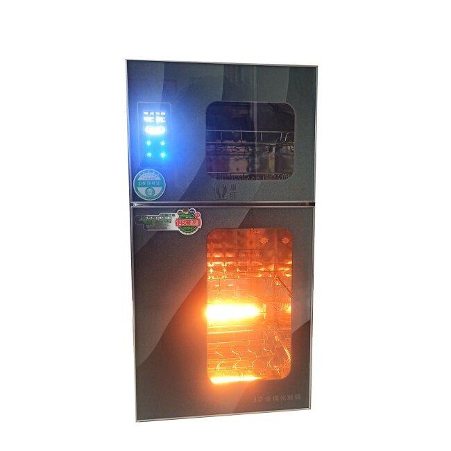 Infrared Ozone  upper layer 65degrees ; Bottom Infrared Disinfection Cabinet 125degrees hot selling Kitchen Home use Glass panel