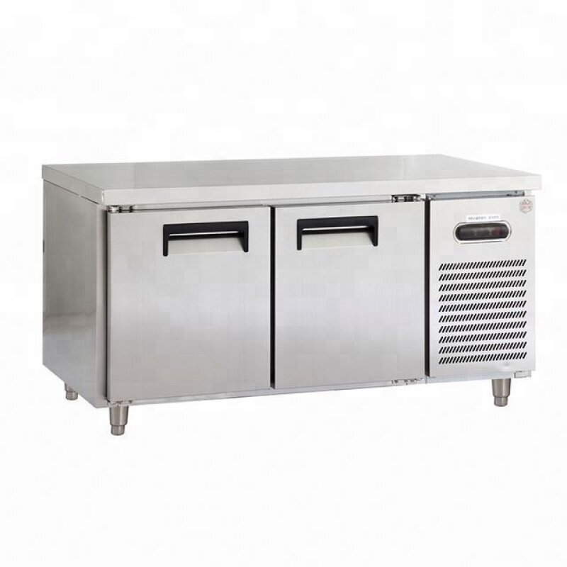 1.5m 1.8m Stainless Steel 2 Door Undercounter Refrigerator Restaurant Table Workbench Fridge Freezers With Wheels