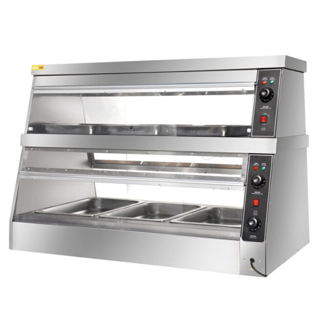 Commercial Bakery Display Cabinet Hot Food Thermal Insulation Heating Table Top Egg Tart Fried Chicken Hamburger Shop Equipment