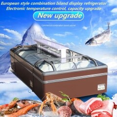 Großhandel 1.2 m Supermarkt Europäischer Kühlschrank Insel Gefrierschrank Horizontale Kombination Moderne Insel Gefrierschrank Vitrine