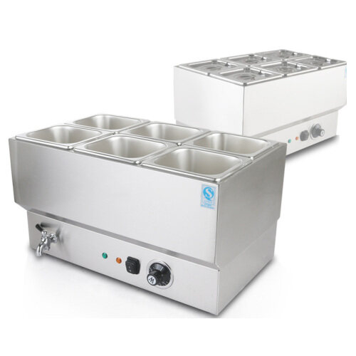 Commercial Stainless Steel Electric Soup Heater Pot Six Pots Keep Warm in Fast-Food & Restaurants
