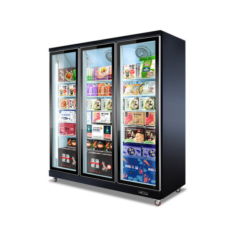 1 2 3 4-door Commercial Refrigerated Display Cabinet Freezer Milk Beverage  Showcase Vertical Glass Door Freezer Chiller