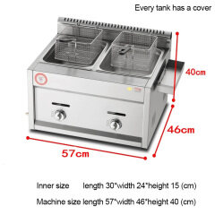 Hot Sale Pig Iron burner Stainless Steel Fries 2-3 Baskets LPG Gas Deep Fryer Potato French Fryers Machine with many Gifts
