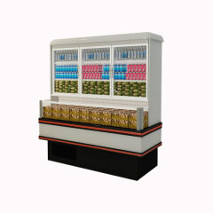 oberer Kühlschrank unterer Gefrierschrank Supermarkt-Gemüse-Schaufenster-Kühler Lüfterkühlschrank für Getränke Gemüse