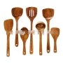 Natural Cork Wooden Spatula And Spoon Set Non Stick Special Long Handle Spatula Cooking Kitchen Utensils Cookware
