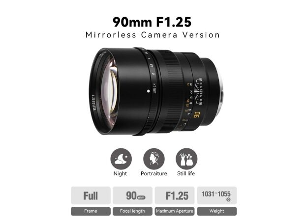 The TTartisan 90mm f/1.25 lens