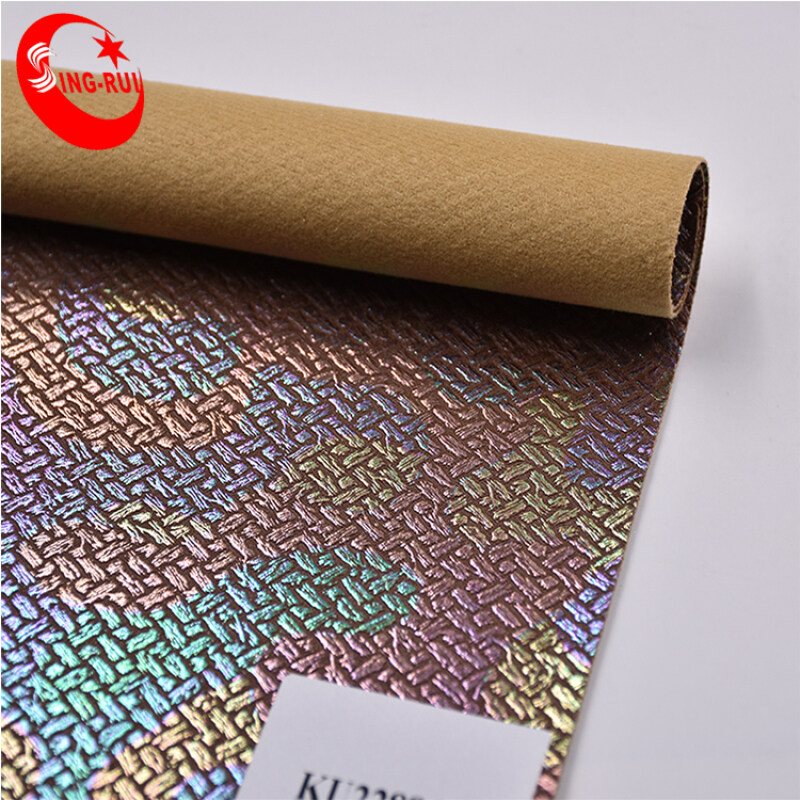 Mosaic Gold Color Embossing Pu Leather Glitter