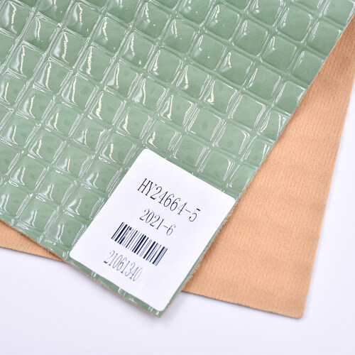 China Material Supplier Green Fashion Pu Buy Leatherette Fabric Synthetic Embossed Artificial Leather Material  For Bags