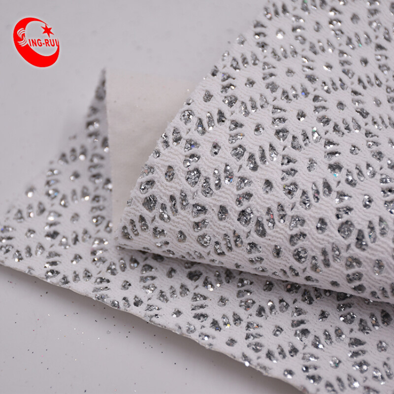 Technics Material Flower Lace Fabric 3D Chunky Glitter Leather For  bag