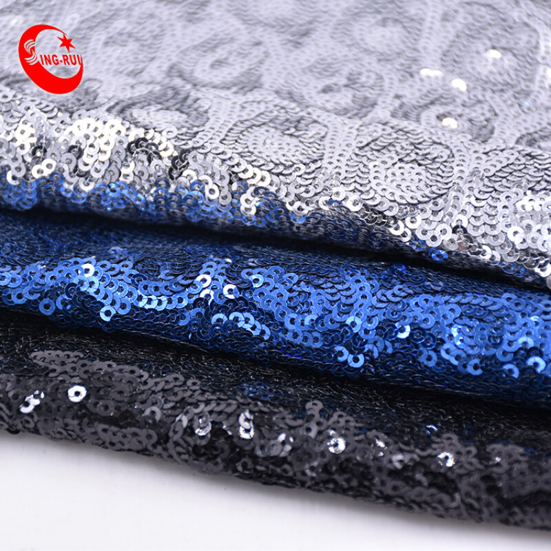 wholesale Design Sequin glitter material Fabric Mesh Tulle spangle paillette Fabric sheet With a Good Price for shoe bag dress