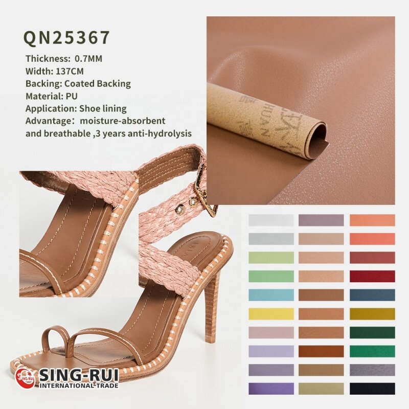 Anti-hydrolysis Grade A 0.7mm Shoes Lining Fabric Synthetic PU Leather Stocklot