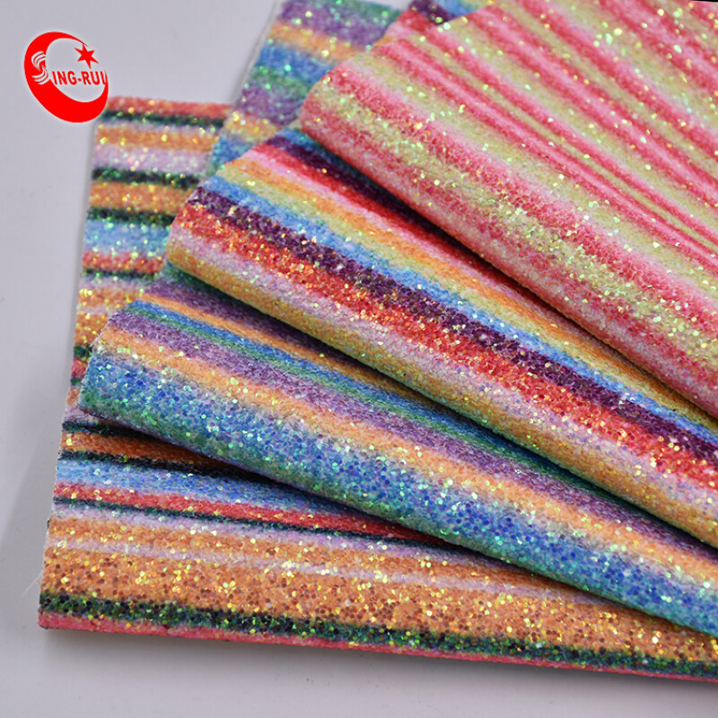 Shiny Effect Glitter Fabric 3D Chunky Leather Fabric