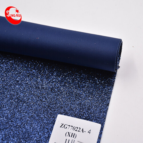 Blue PU Fabric Shiny Chunky Glitter Fabric PU Leather For Shoes