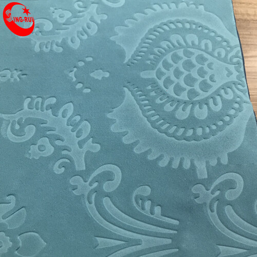 New Pattern Embossed Polyester Flocking Fabric for Sofa