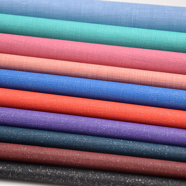 Waterproof Cross-Print Toothpick Pattern Glitter  Leather Embossing Fabric