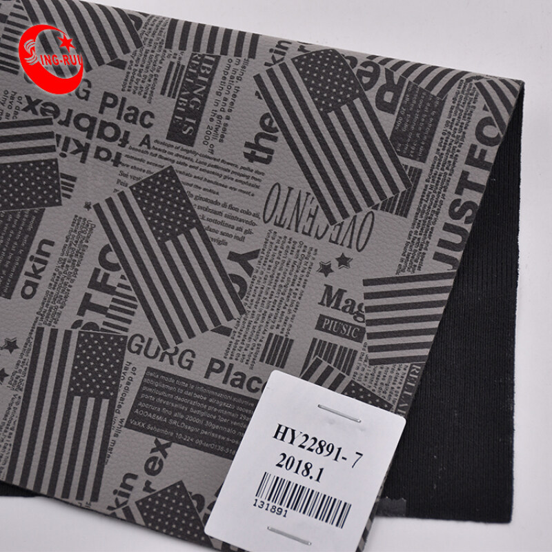 Newspaper Pattern Synthetic Leather Fabric Embossing Pu Leather For Making Bags