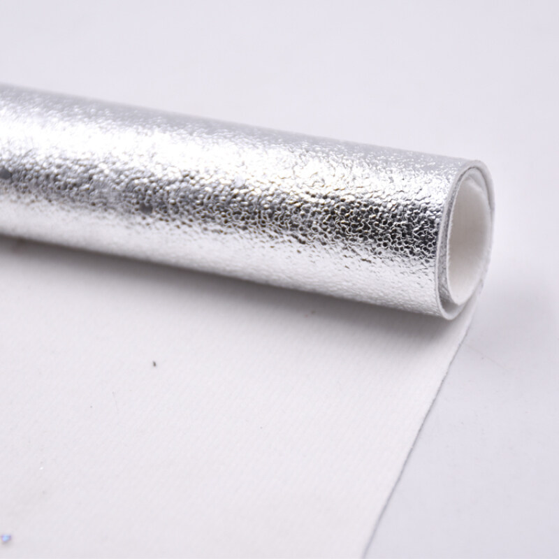 China Factory Metallic Shiny Foiled PU Leather for shoes for bag