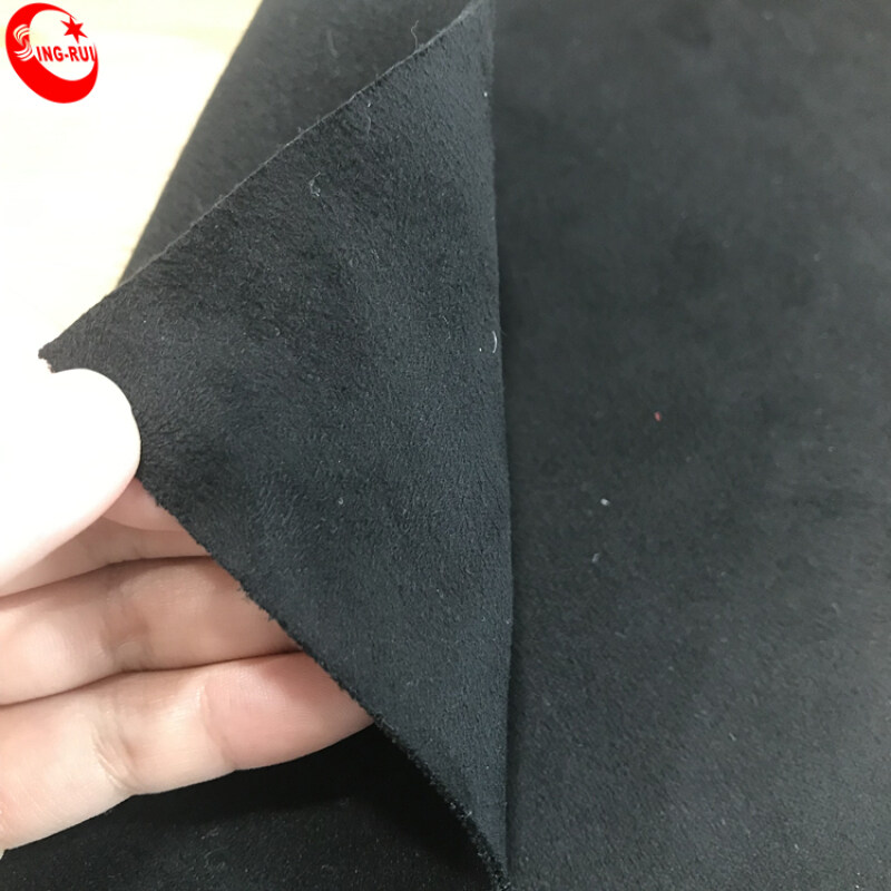 Black Pu Artificial Leather Suede Fabric For Shoes