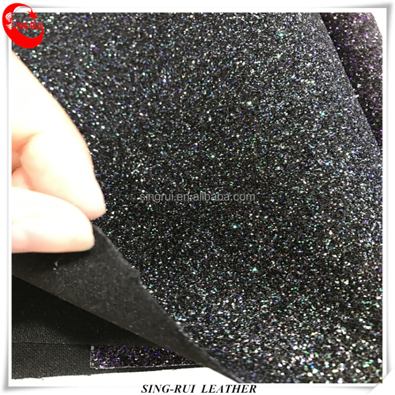 Faux Leather Sheets Glitter Materials Knitted TC Backing Use Shoes