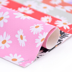0.7Mm Customized Pattern Pink Cartoon Flower Printed Sheets Vinyl Fabric Rolls Artificial Pvc Leather Film