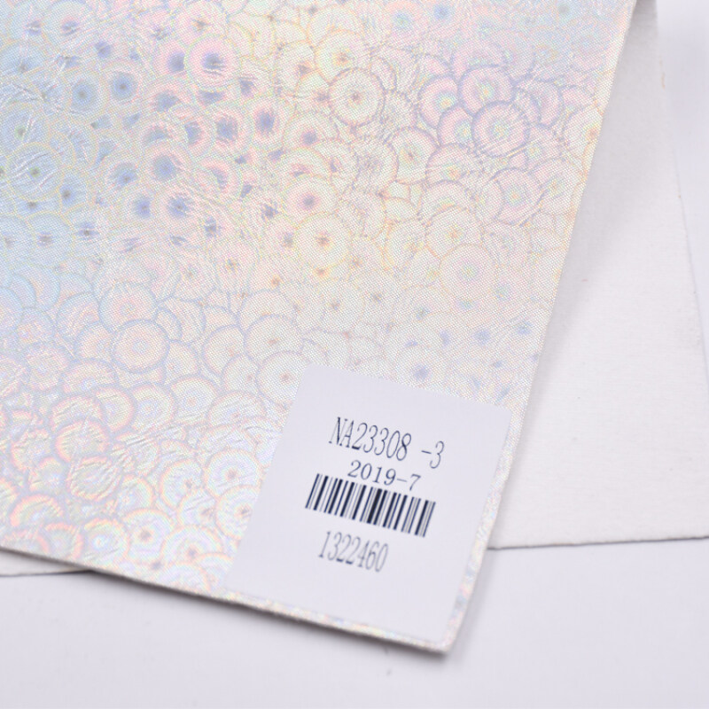 Foiled Circle Laser Color PU Faux Leather Fabric for shoes for bag