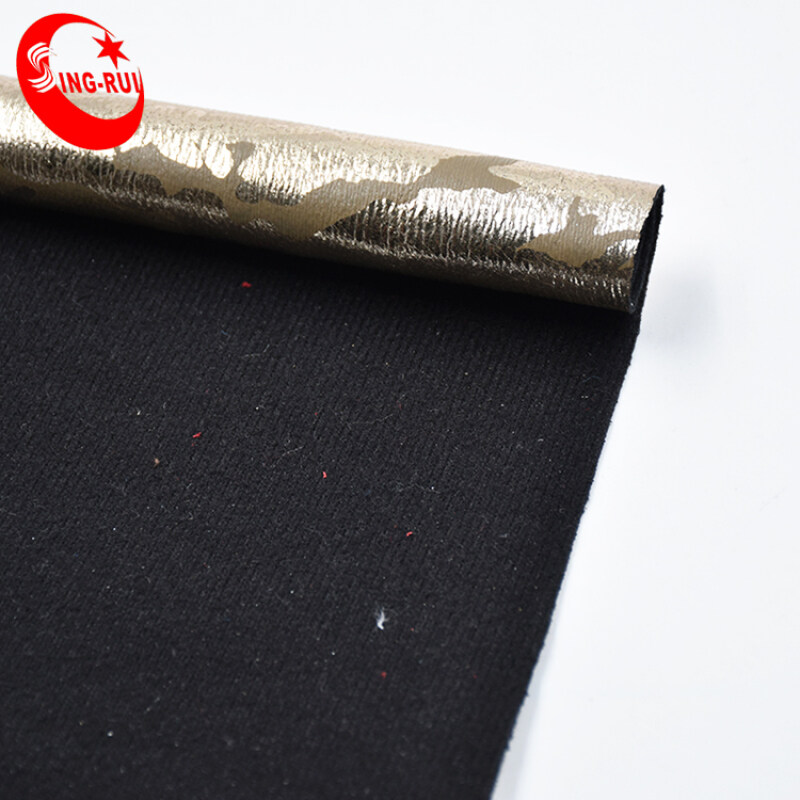 Textiles Leather Products Gold Foiled Leather Fabric For Coat