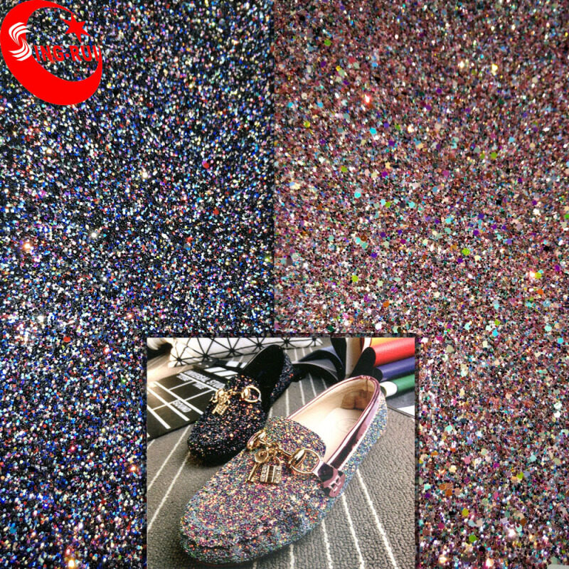 3D Chunky Glitter Shoe Material Metallic Leather Fabric