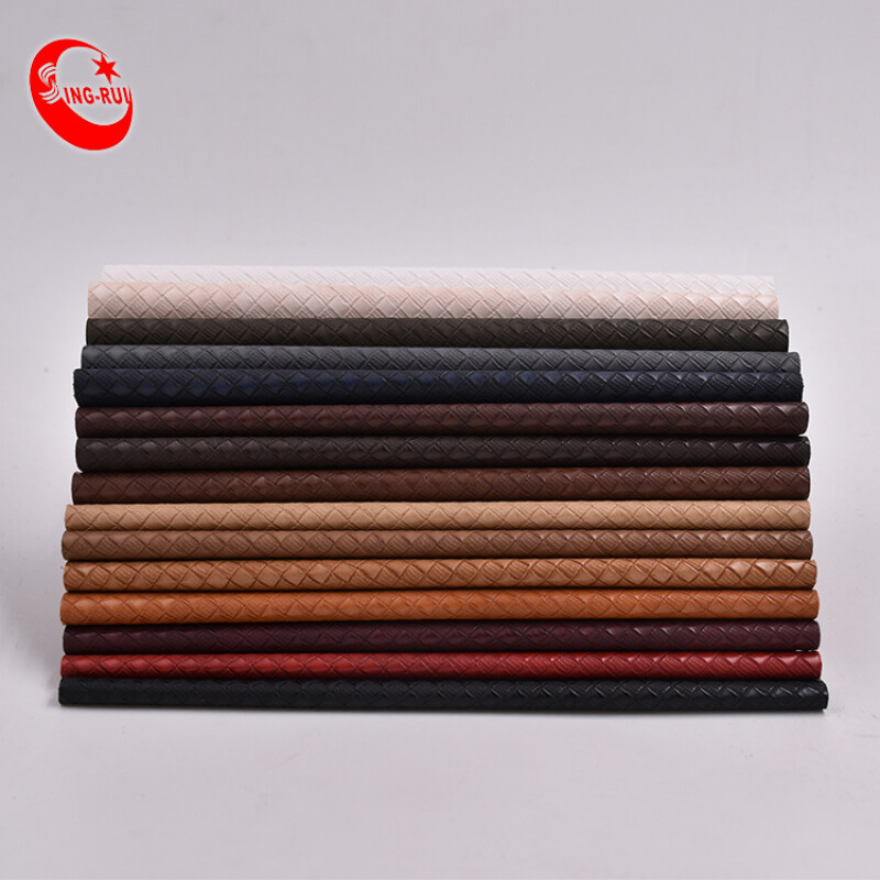 PU Synthetic Leather Fabric Imitation Weave Leather Embossing for shoes