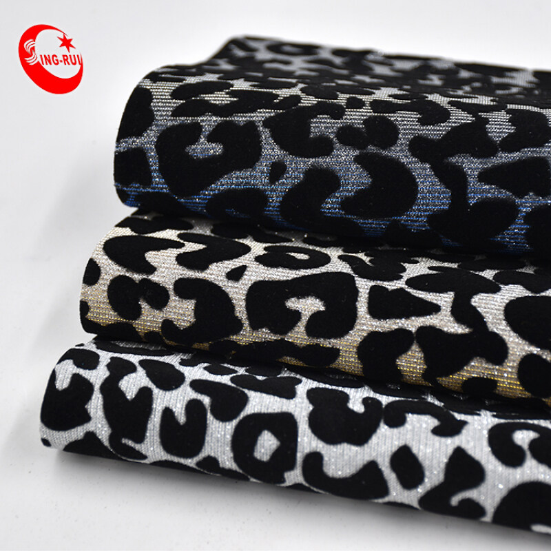 Fashion Flocking Printed Leopard Wallpaper Glitter Pu Leather Fabric Wholesal For Bags Shoes Decorative Materials