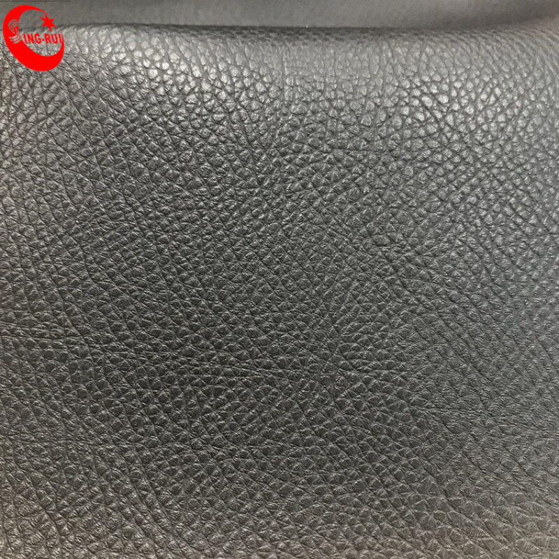 1.4mm Litchi Embossed Litchi PU Leather Flocking backing for Shoes