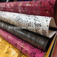 Special snake design pu leather shoe fabric