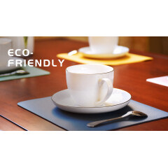 Wholesale Eco-Friendly Stocked Oil-Proof Heat Insulation  Litchi Grain Double Sided Pvc Faux Leather Fabric Placemats
