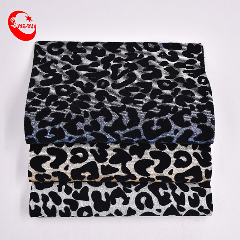 Fashion Flocking Printed Leopard Wallpaper Glitter Pu Leather Fabric Wholesal For Bags Shoes Decorative Materials