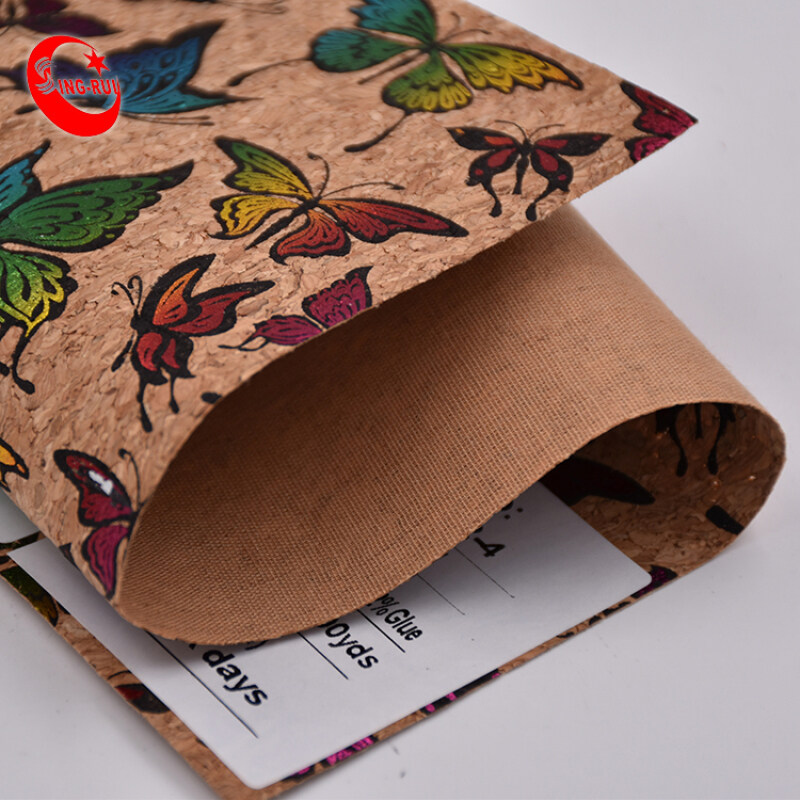 Colorful Natural Cork Handbag Butterfly Designer Cork Skin Leather
