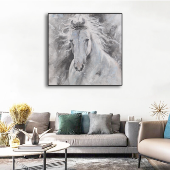 White Horse Painting 3D Painting Canvas Wall Art Oil Painting Wall Pictures Hand Painted Wall Art for Living Room