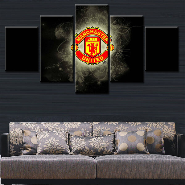 British Football Team Sports Spirit Unity Victory Black Background Red Team Emblem 5 Wall Art Home Oil Painting Spray Painting
