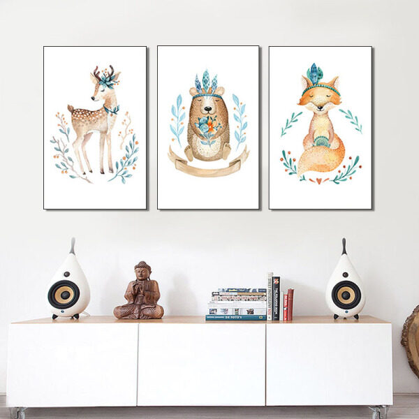 Animal fox Poster modern print elk Art canvas paintings Nursery Room Decor