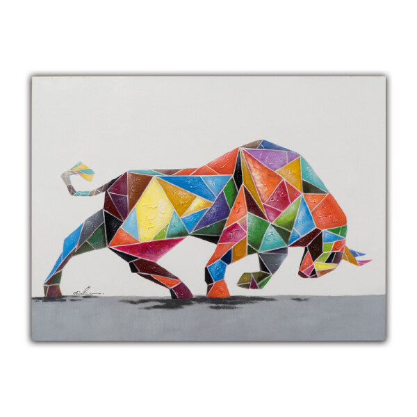 Skills Artist Hand-painted High Quality Abstract Animal Bull Oil Painting on Canvas Handmade Abstract Strong Bull Oil Painting