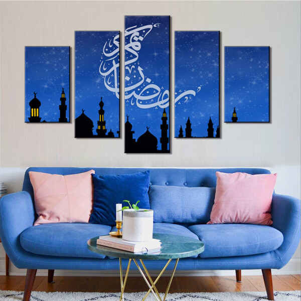 Hot-selling Muslim Oil Painting Five Collections of Oil Painting  Assembly Painting Wholesale on canvas