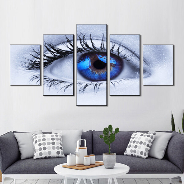 Custom 5 Pieces Eyes Framed Paintings New Portrait Wall Art Woman Pictures Oil Painting Canvas Printing Poster for home decor