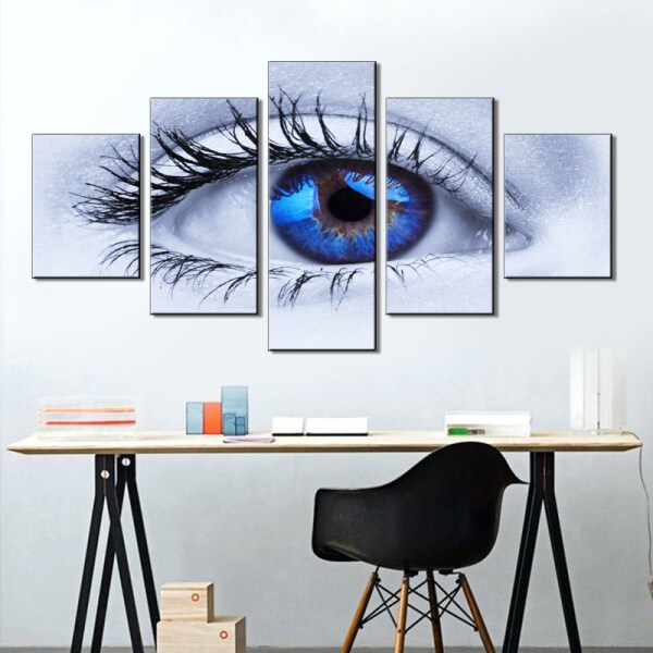 Custom 5 Pieces Eyes Framed Paintings New Portrait Wall Art Woman Pictures Oil Painting Canvas Printing Poster for home decor