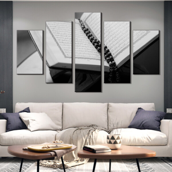5 panel islamic wall art paintings canvas prints calligraphy poster pictures for living room modern home decoration new arrival