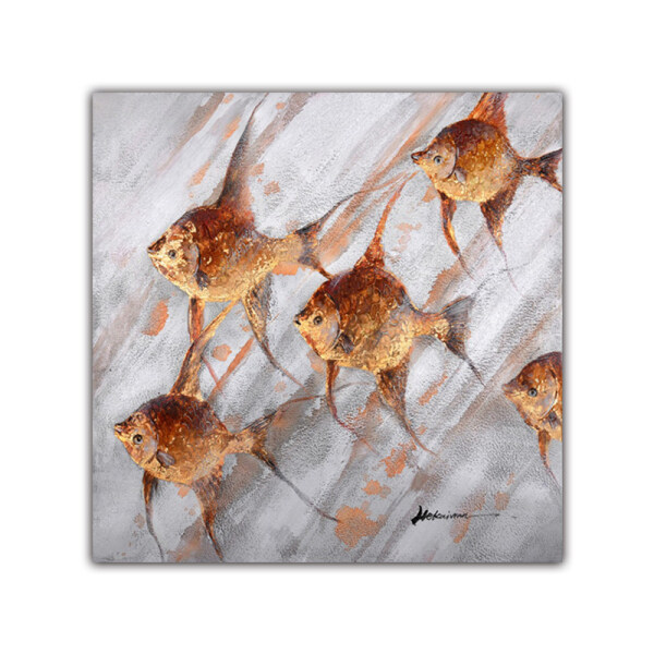 Handmade Oil Paintings Gold Fishes Large Abstract Painting Animal Print Canvas Wall Art Home Decor