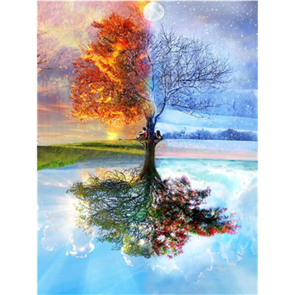 Four Season Tree Painting Diy Digital Painting By Numbers Handmade Plant Art Picture Flower Oil Painting For Home Wall Artwork