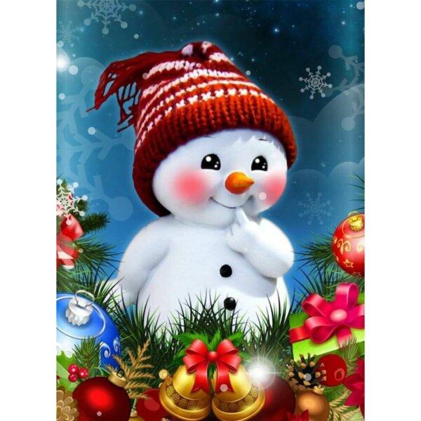Custom Mosaic Red Cheeks Snowman Round Crystal Homefun Wholesale Christmas 5D Diamond Painting Paint by numbers