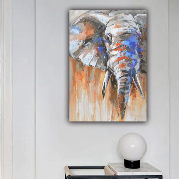 Home Decorative Handmade Modern Picture Elephant Animal Abstract Wall Art Oil Paintings On Canvas