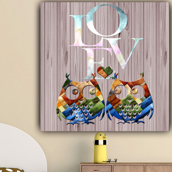 Living room furniture art custom design LOVE english two owls picture canvas original product print painting