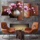 Best selling pink flowers theme canvas print painting digital printing frameless oil painting canvas