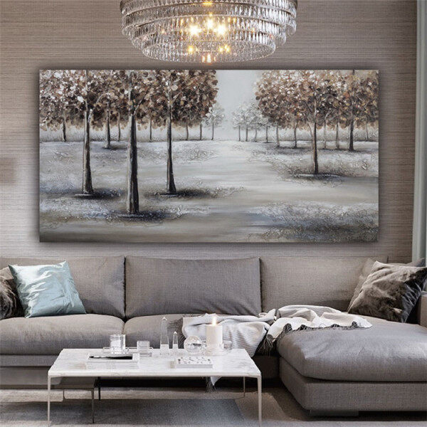 Custom oil painting brown thick texture forest modern oil paintings handmade for living room wall gifts
