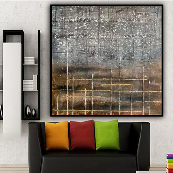 Skill Artist Hand-painted High Quality Gold and grey Art Handmade Abstract Oil Painting On Canvas Home Decor